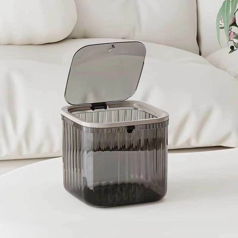 Push-Open Mini Desktop Trash Can Transparent Small Table Paper Bin for Bedroom Office Home Use|Home & Living>Storage & Organization>Trash Bins
