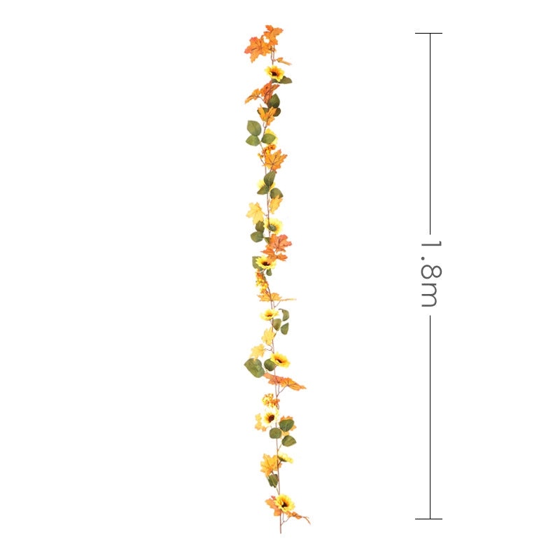Autumn Rattan Sunflower and Maple Leaf Vine Artificial Plant for Thanksgiving and Christmas Home Decor|Seasonal Home Decorations