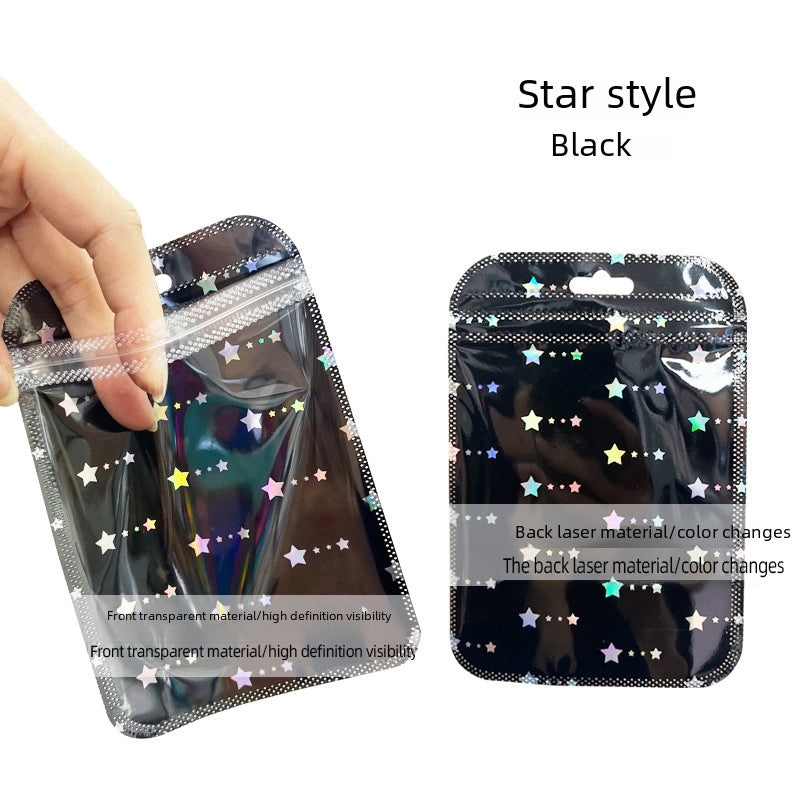 Yin Yang Lock Plastic Card Bag Small Gift Packaging Laser Self-Sealing Pocket for Jewelry|Jewelry Packaging