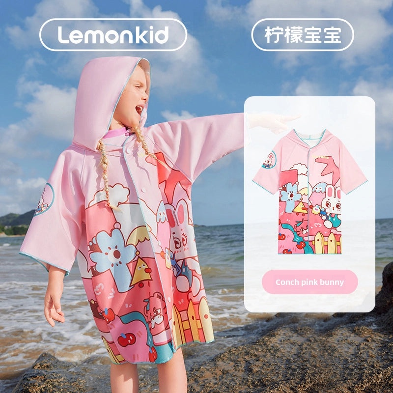 Baby Hooded Lemon Bath Towel Quick-Dry Cartoon Cloak Soft Kids Bathrobe | Baby & Kids Bath Towels