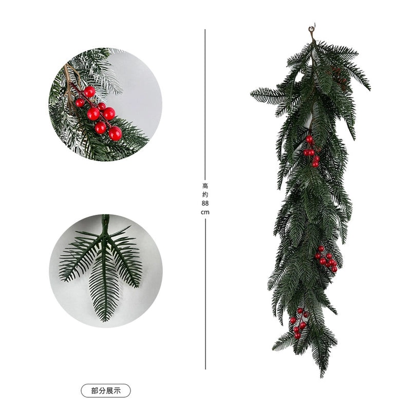 Christmas Snowflake Pine Cone Rattan Garland Hanging Door and Wall Decoration | Christmas Home Decor