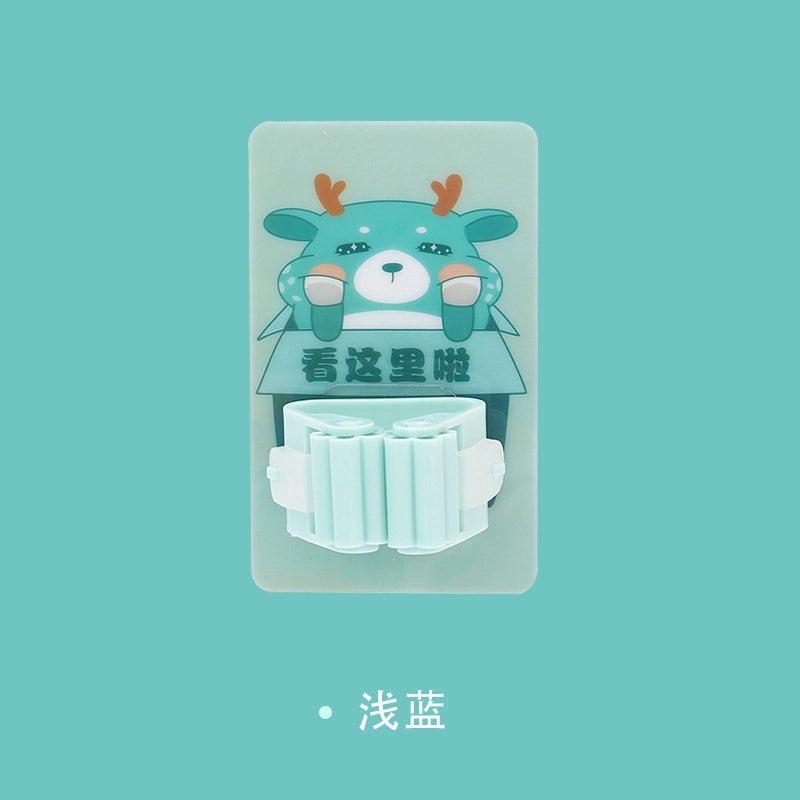 Minimalist Animal Design Solid Color PVC Mop Holder | Home Storage & Organization