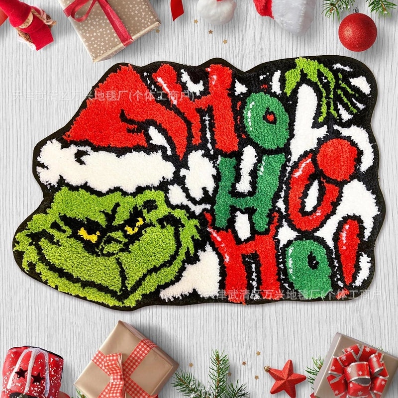 Festive Santa & Reindeer Cashmere-Feel Carpet Bedding for Christmas Vacation|Home Decor Bedding