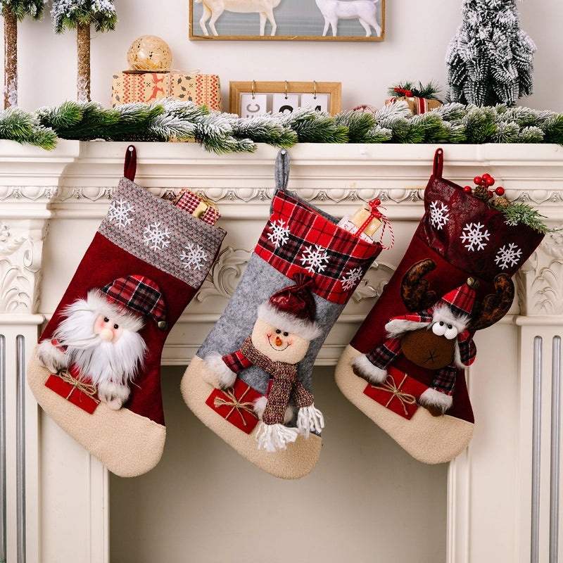 Christmas Santa Claus and Elk Hanging Ornaments Cute Festive Socks for Party Decoration|Christmas Decorations