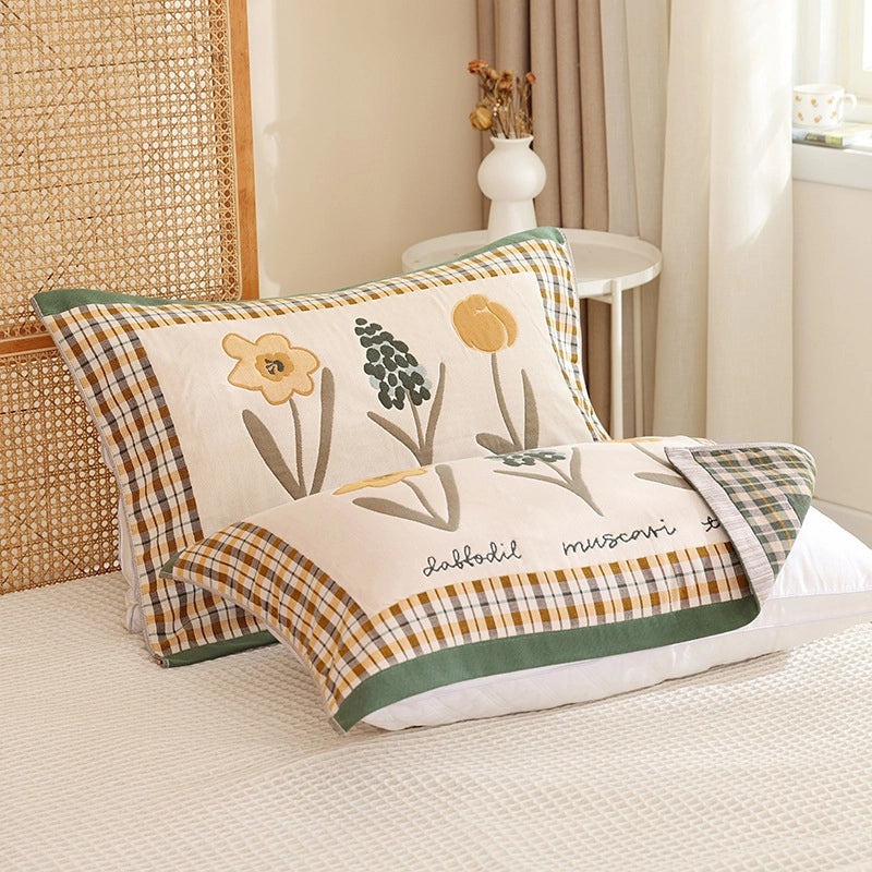 Eight-layer Gauze Soft Pillow Towel Cartoon Couple Design Breathable Household Pillow Cover|Home Textiles