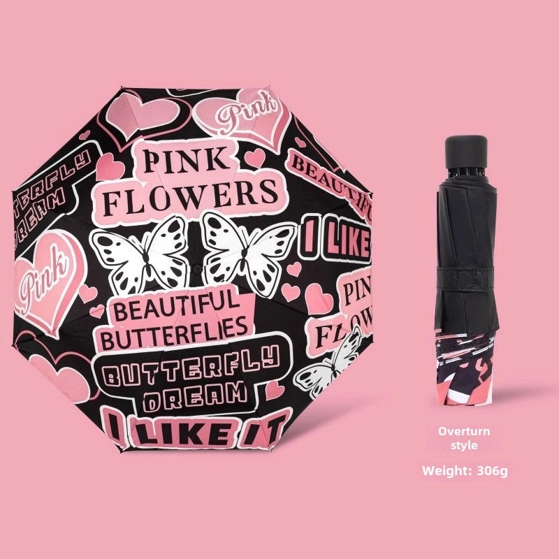 Dual-use Automatic Folding Umbrella for Women | Sun & Rain Protection UV Shield | Portable High-Grade Black Coating | Umbrellas