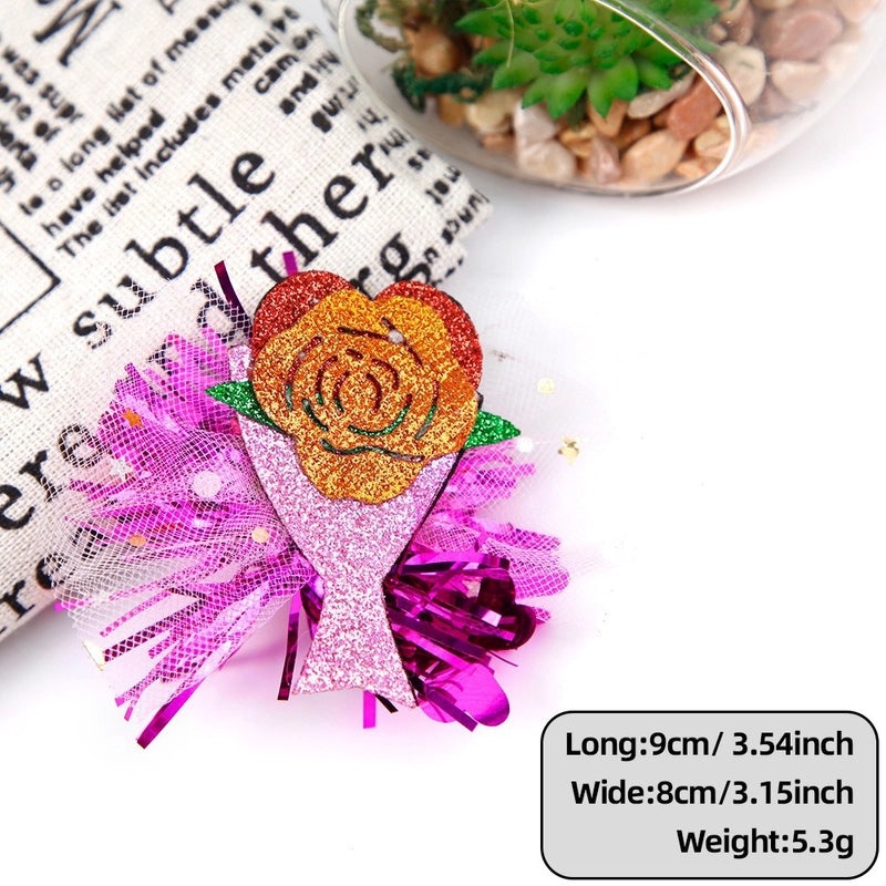 Valentine's Day Rose Heart Hairpin Classic Letter Design Felt Cloth Party Accessory 1 Piece|Hair Accessories