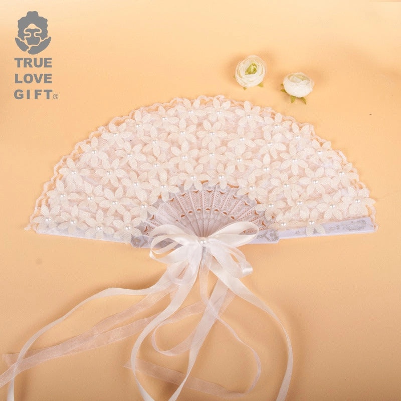 Elegant Lady Minimalist Floral Bamboo Lace Fan Ornaments | Fashion Accessories