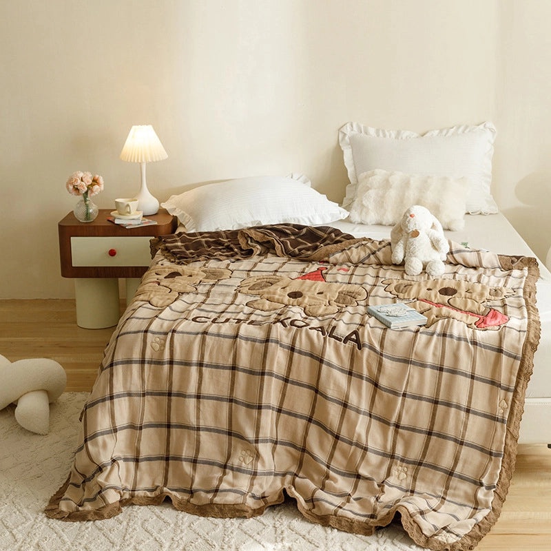 Adorable Cartoon Animal Cotton Summer Blanket for Kids|Home & Bedding