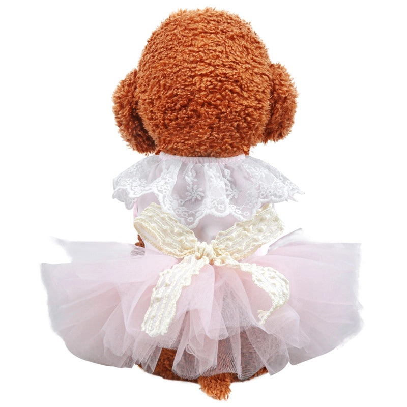 Princess Yarn Lace Dog and Cat Clothes Spring Summer Pink Fairy Skirt|Pet Apparel & Accessories