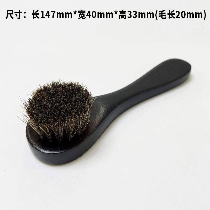 Wooden Handle Shoe Brush with Beech Wood and Horsehair for Leather and Suede Polishing | Shoe Care & Cleaning Tools