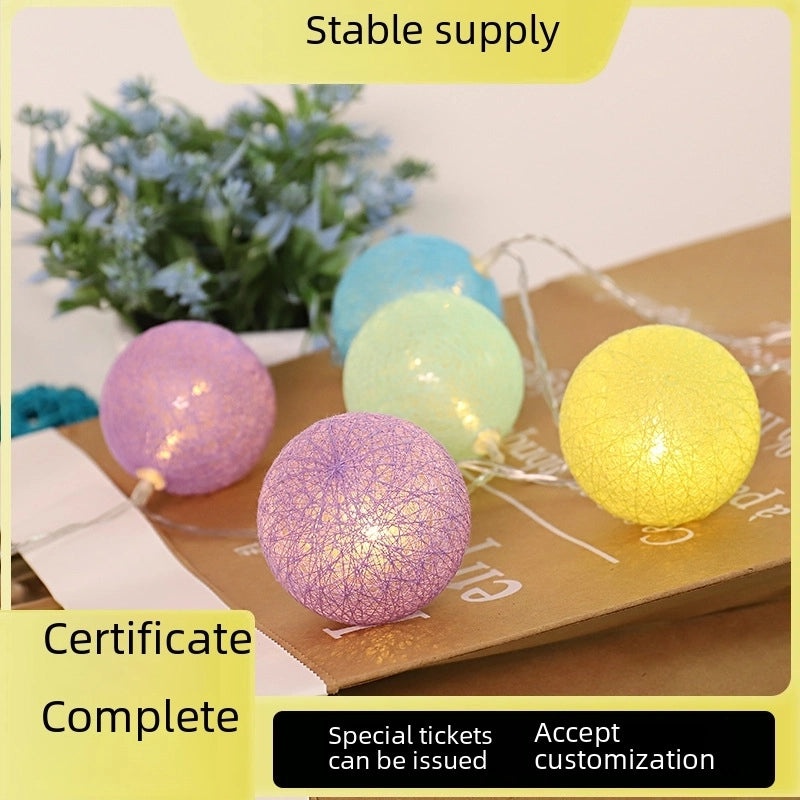 Cotton Ball LED String Lights for Kids Room Tent Party Wedding Decoration Creative Ambient Lighting|Home Decor Lighting