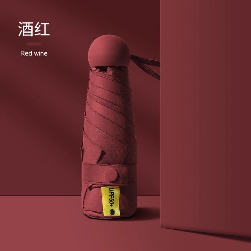 Contrast Color Folding Umbrella UV Protection Five-Rib Lightweight Compact Rain and Sunshade for Women|Umbrellas & Rain Gear