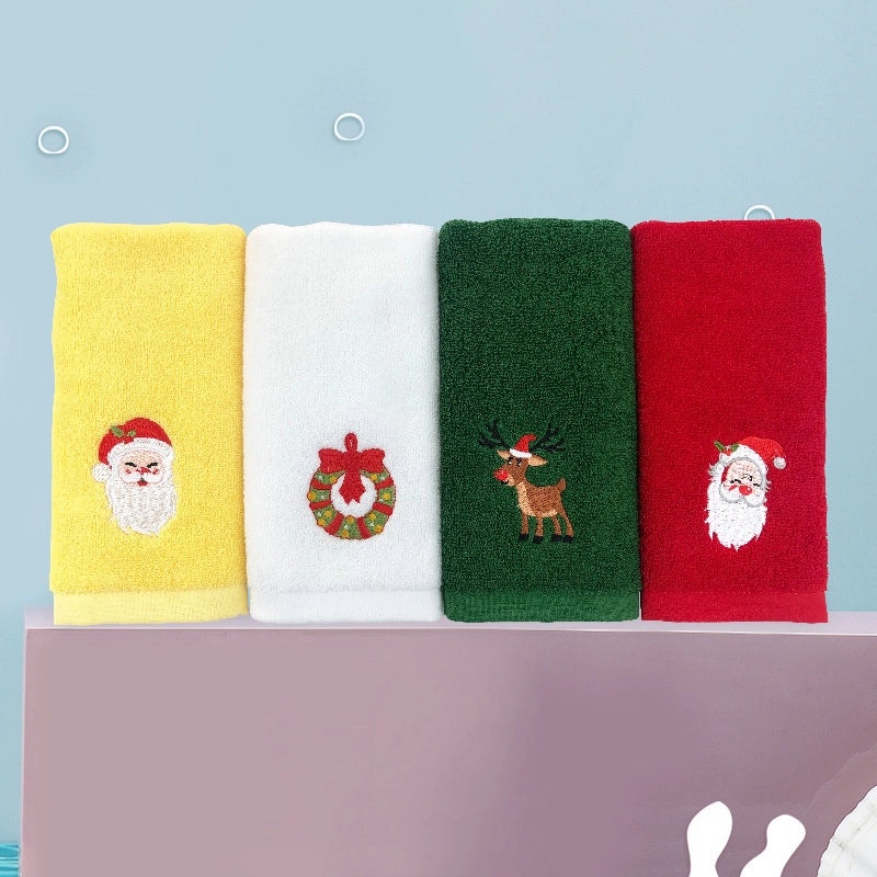 Personalized Embroidered Christmas Cotton Face Towel 32x45cm Soft Custom Gift Towel|Home & Living Bath Towels