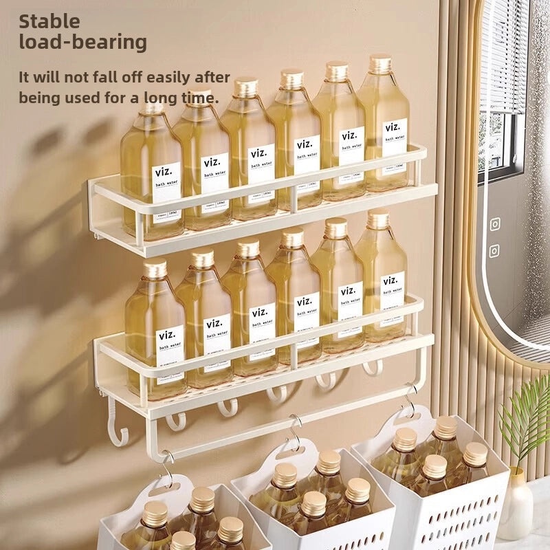 Cream Style Punch-Free Toilet Storage Rack White Wall-Mounted Bathroom Shelf|Bathroom Storage Organizers