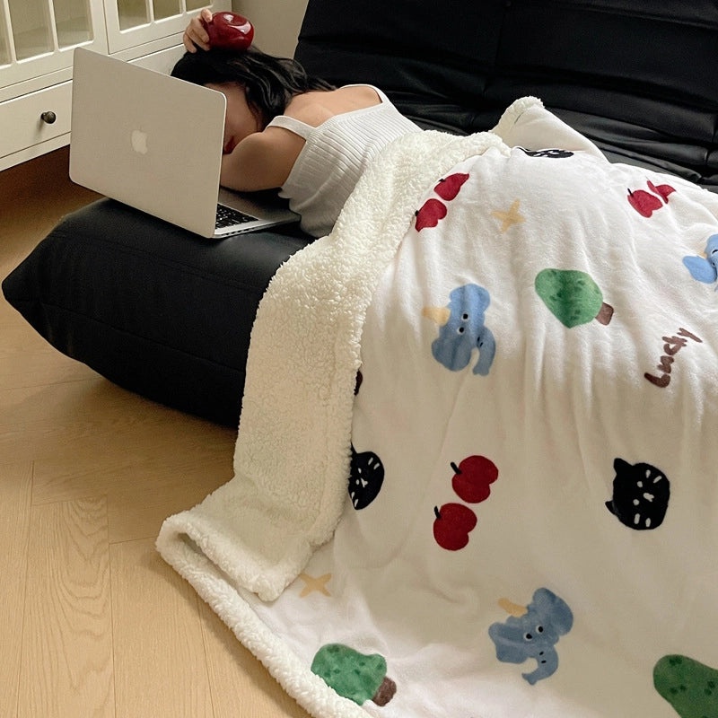 Halloween Cute Animal Pumpkin Fleece Blanket Cozy Bedding Throw for Fall|Home & Living Bedding