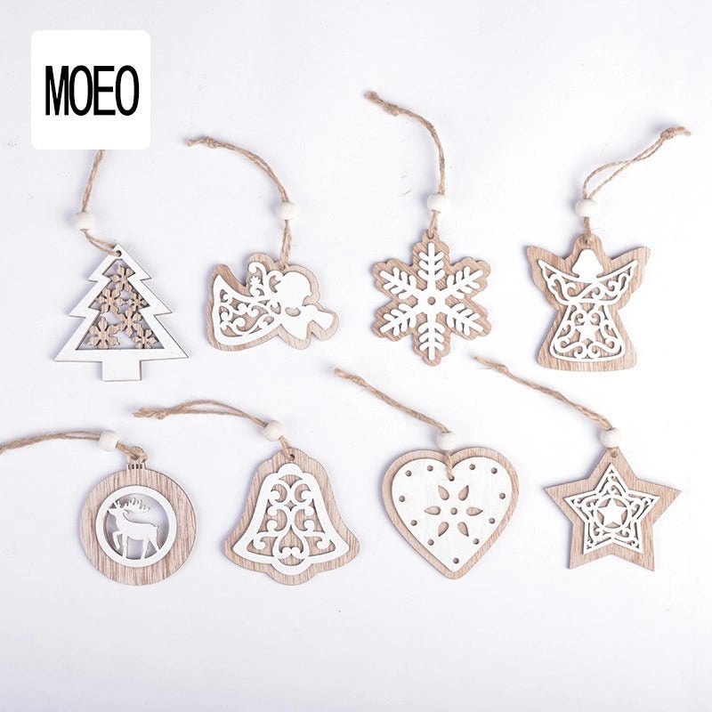 Christmas Wood Bell Snowflake Elk Ornaments IG Style Holiday Festival Hanging Decoration|Home Decor Ornaments