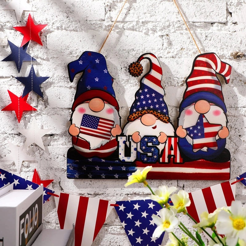 Japanese US Independence Day Wooden Five-pointed Star Bald Eagle Door Pendant | Home Decor