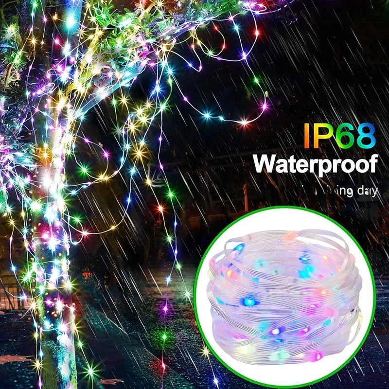 Tuya Smart LED String Lights with Leather Wire, Wifi Control, Magic Color Changing for Christmas Party Decorations|Home & Garden Lighting