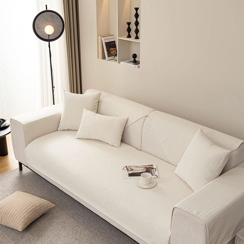 All-Season Chenille Sofa Cushion Non-Slip Cream Cover Soft Backrest Towel Protector|Home Decor & Sofa Accessories
