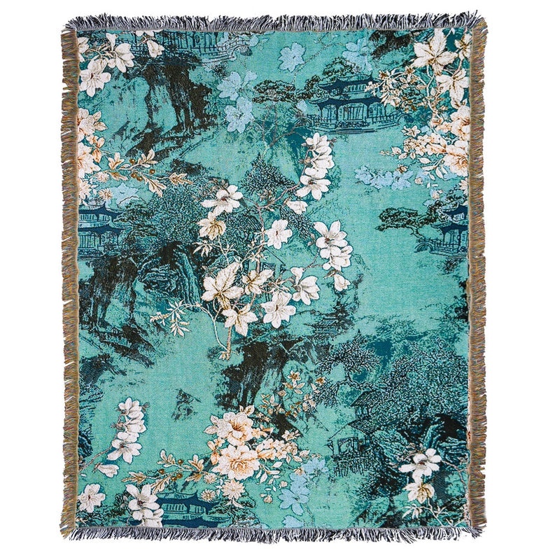 Elegant Floral Cotton Blend Blanket for Sofa and Couch Decor | Home Textiles & Blankets