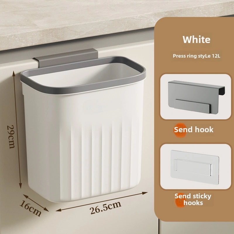 Plastic Wall-Mounted Trash Bin with Pressure Ring for Kitchen and Bathroom Storage|Home & Kitchen Storage