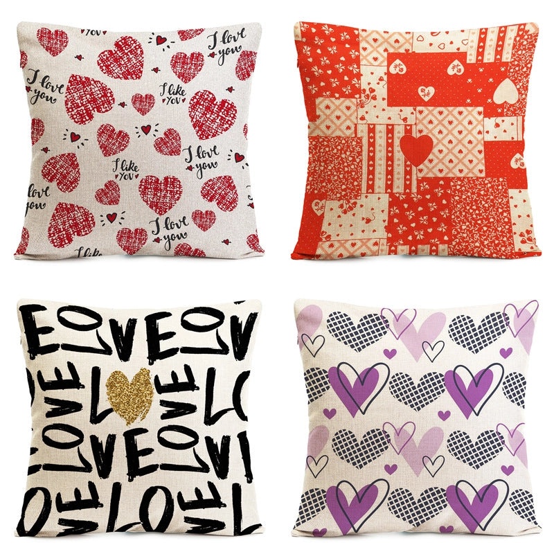 Valentine's Day Heart-Shaped Linen Pillow Covers for Couch Sofa Decor Minimalist Casual Elegant|Home Decor Pillows