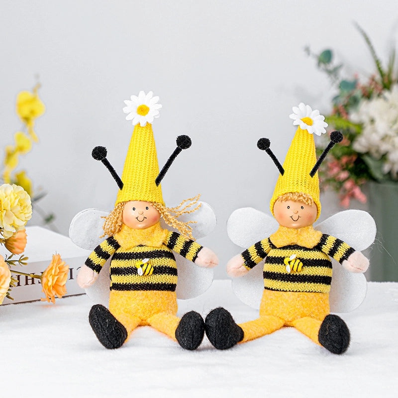 Adorable Bee Festival Wings Long-legged Miniature Doll Ornament|Home Decor & Collectibles