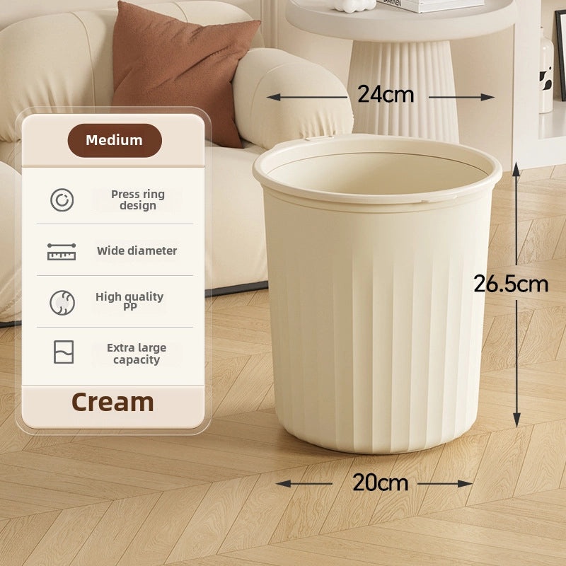 High-Quality Plastic Kitchen and Bathroom Trash Bin Large Uncovered Simple Design Pressure Ring|Home & Kitchen Storage