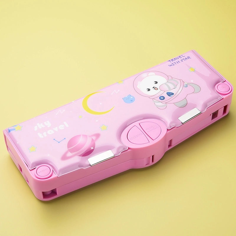 Large Capacity Double Layer Kids Pencil Box Cute Plastic Stationery Organizer for Boys Girls School Office|School Supplies