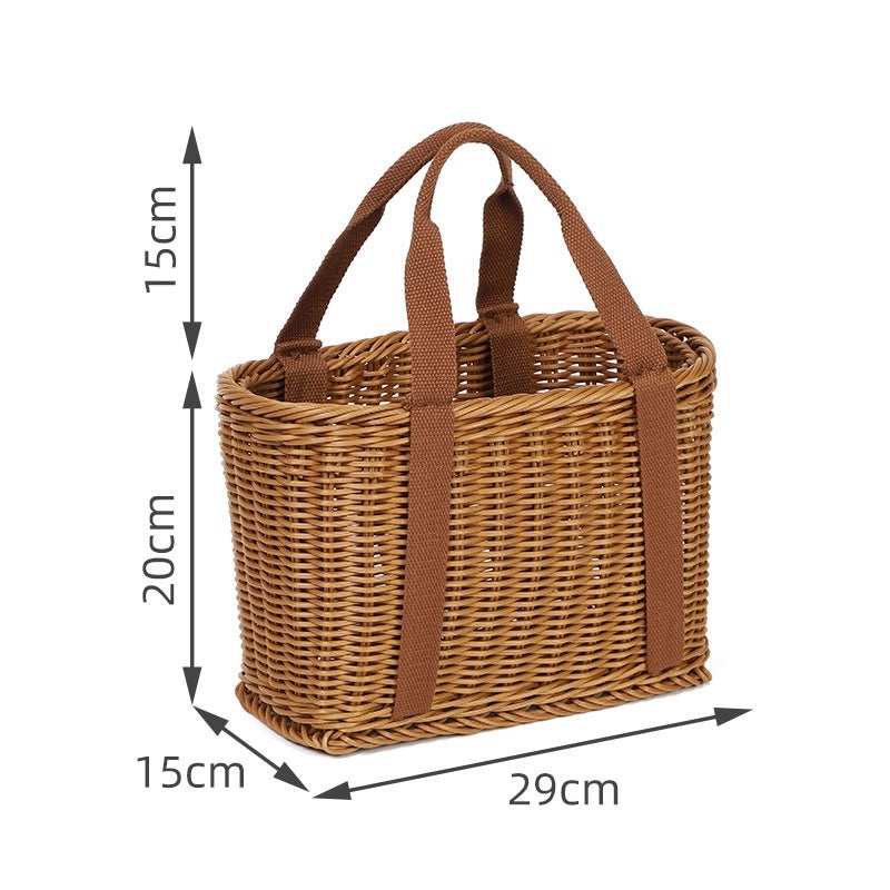 Simple Rustic Solid Color Woven Rattan Storage Basket|Home Storage & Organization