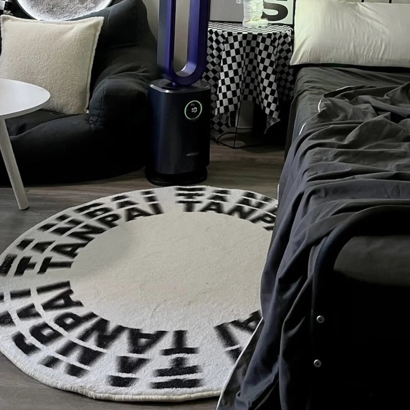 Round Letter Pattern Thick Imitation Cashmere Carpet for Living Room Bedroom Study Kids Floor Mat|Home Decor Rugs