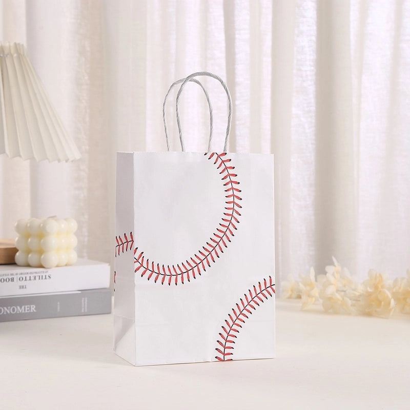 Fashion Baseball Print Kraft Paper Gift Bag Portable Party Shopping Tote|Gift Bags & Packaging