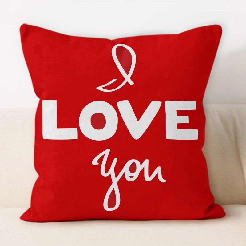 Valentine's Day Minimalist Letter Plush Throw Pillow Cover for Couch and Sofa Decor | Home Decor & Pillows