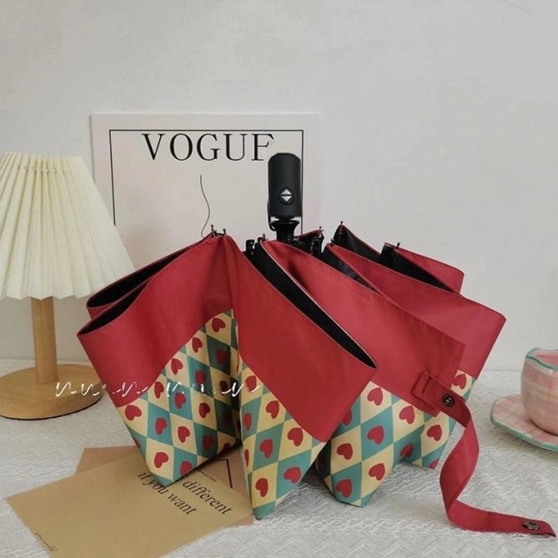Vintage Heart-Shaped Steel Frame Umbrella for Rain Protection|Accessories and Rain Gear