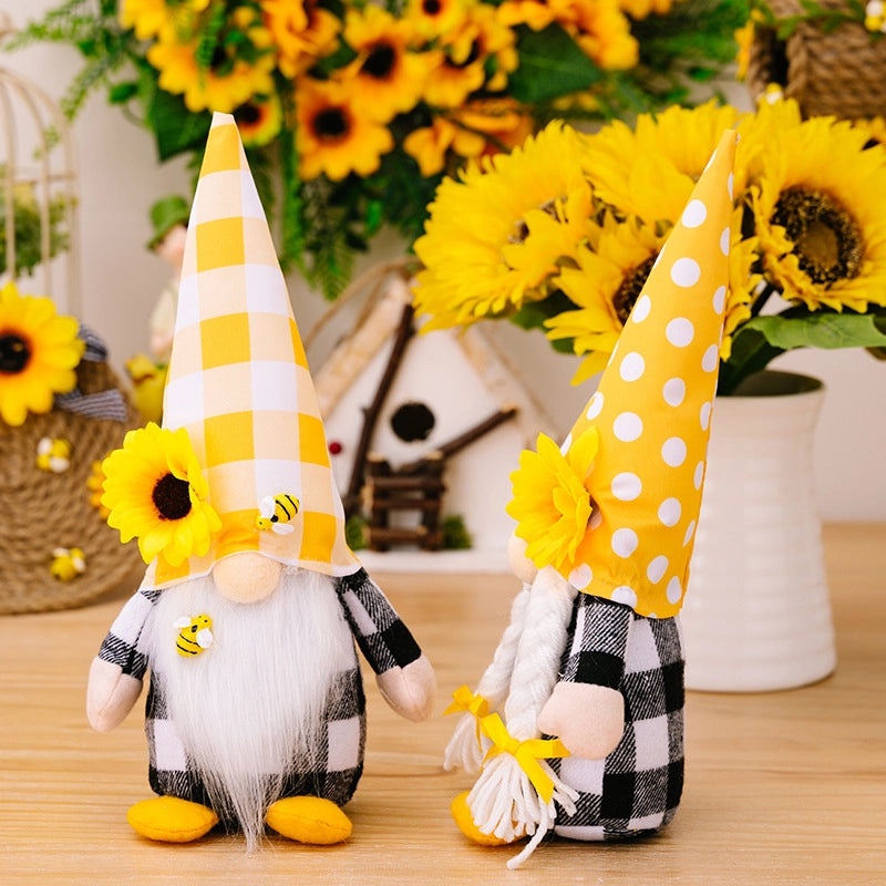 Sunflower Bee Plush Doll Holiday Table Decor Polyester Cute Daily Rudolph Ornament|Home Decor