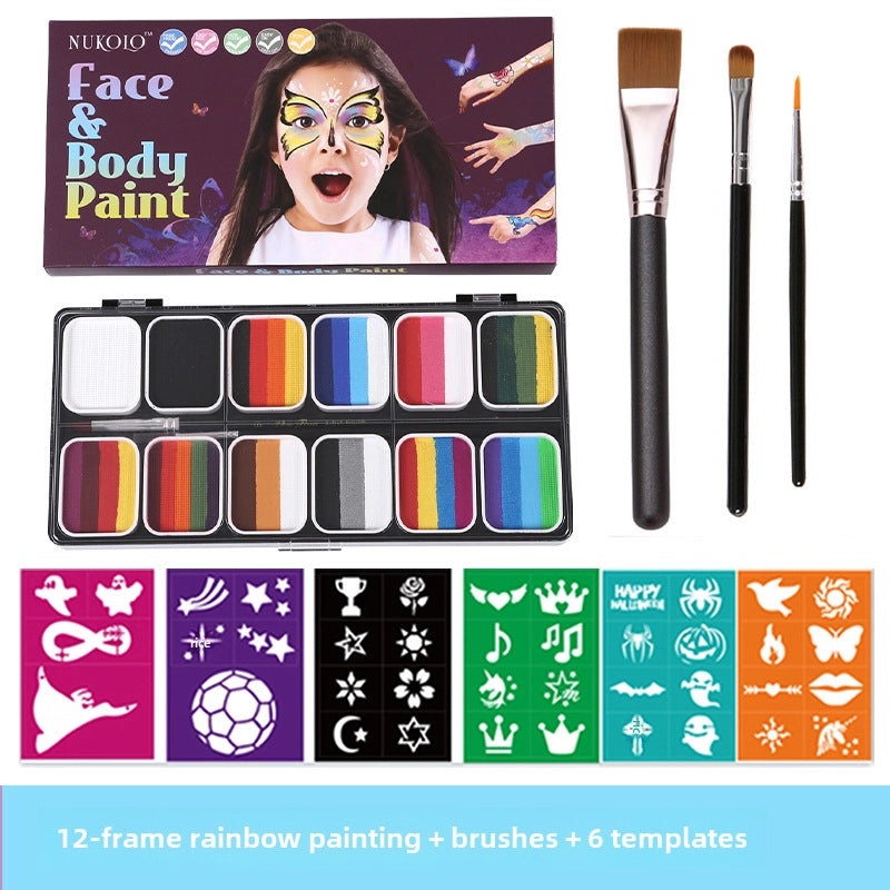 12-Color Face Paint Set for Kids Water-Soluble Safe Halloween Body Makeup|Children's Face Paint & Body Art