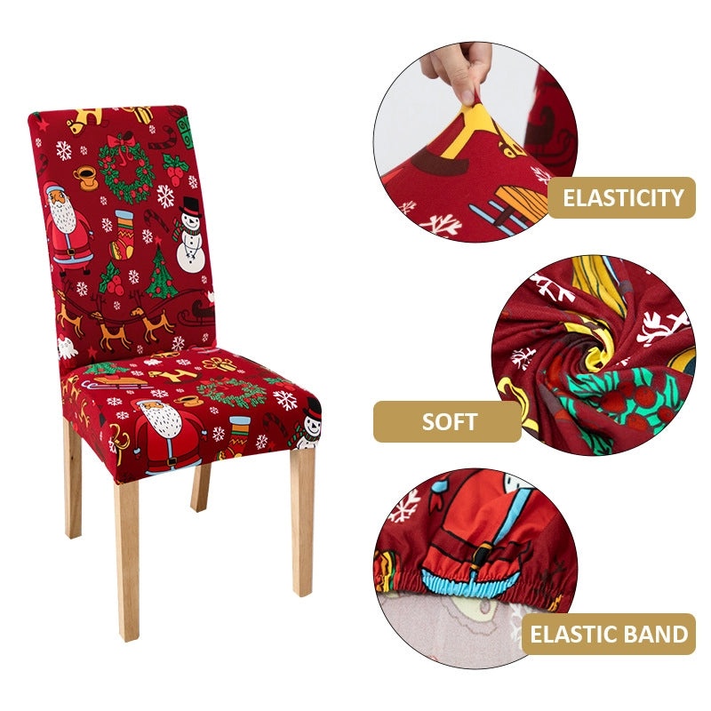 Christmas Elegant Minimalist Santa Snowflake Polyester Chair Cover for Couch Sofa Decor|Home Decor & Furniture Accessories