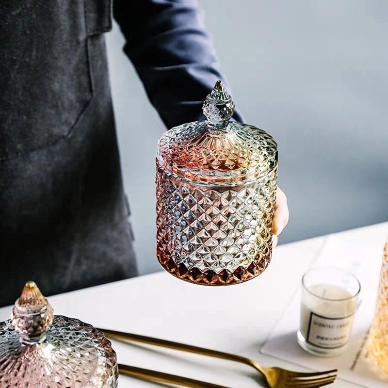 European Style Large Glass Candy Jar with Lid for Wedding and Home Decor | Home & Kitchen Storage
