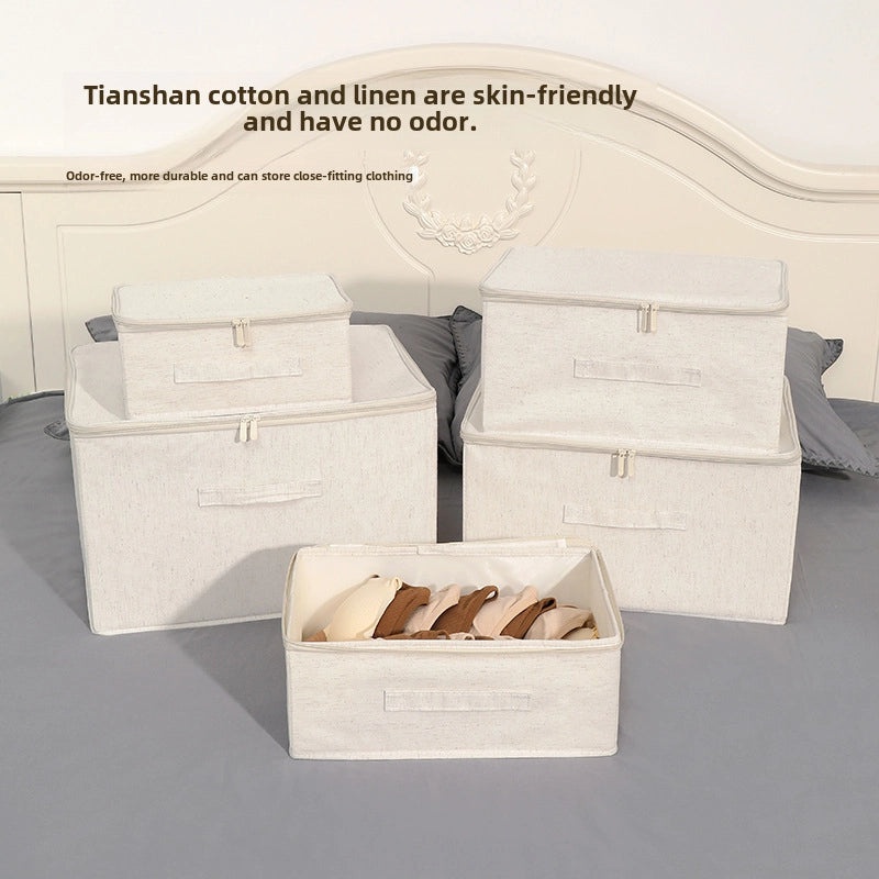 Tianshan Soft Cotton Linen Storage Box Foldable Wardrobe Organizer Clothes Finishing Box|Home Storage & Organization