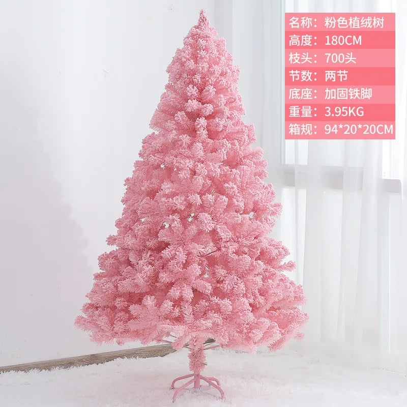PVC Christmas Tree in Pink Blue Flocking Cedar 60-180cm Desktop Mall Decoration|Holiday Decor