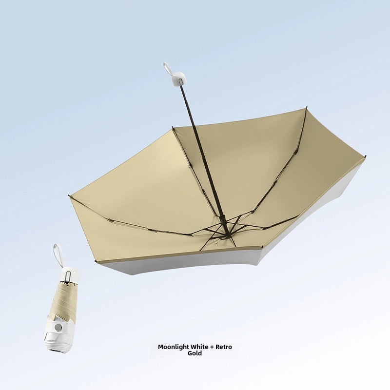Contrast Color Folding Umbrella UV Protection Five-Rib Lightweight Compact Rain and Sunshade for Women|Umbrellas & Rain Gear