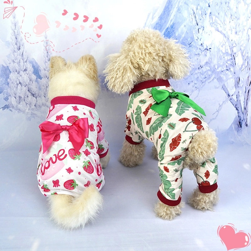 Valentine's Day Cherry Strawberry Pet Outfit Casual Polyester Apparel|Pet Clothing & Accessories
