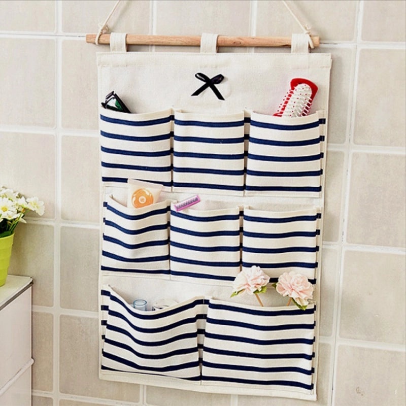 Zakka Cotton Linen Hanging Storage Pocket Waterproof Multi-layer Organizer for Bathroom Door Wall|Home Storage & Organization