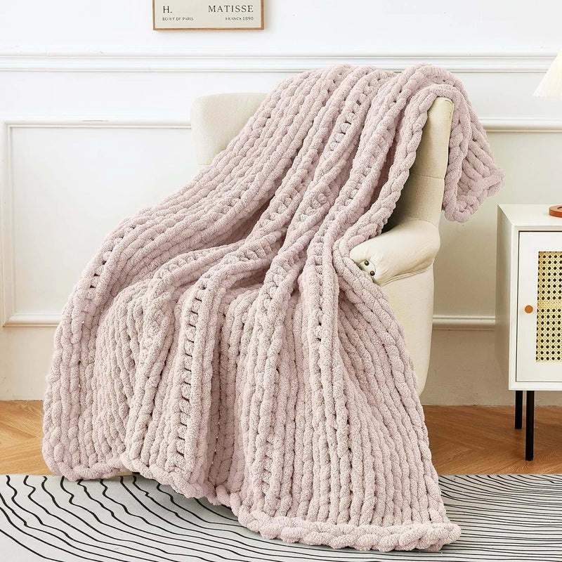 Half Velvet Wool Blanket Hand-Woven Nordic Sofa Throw Coarse Knitted Blanket | Home Textiles & Blankets