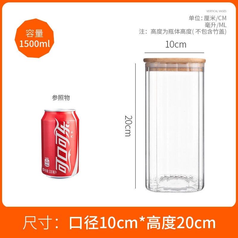 Elegant Striped Glass Storage Tank for Casual Chinoiserie Style|Home Storage & Organization