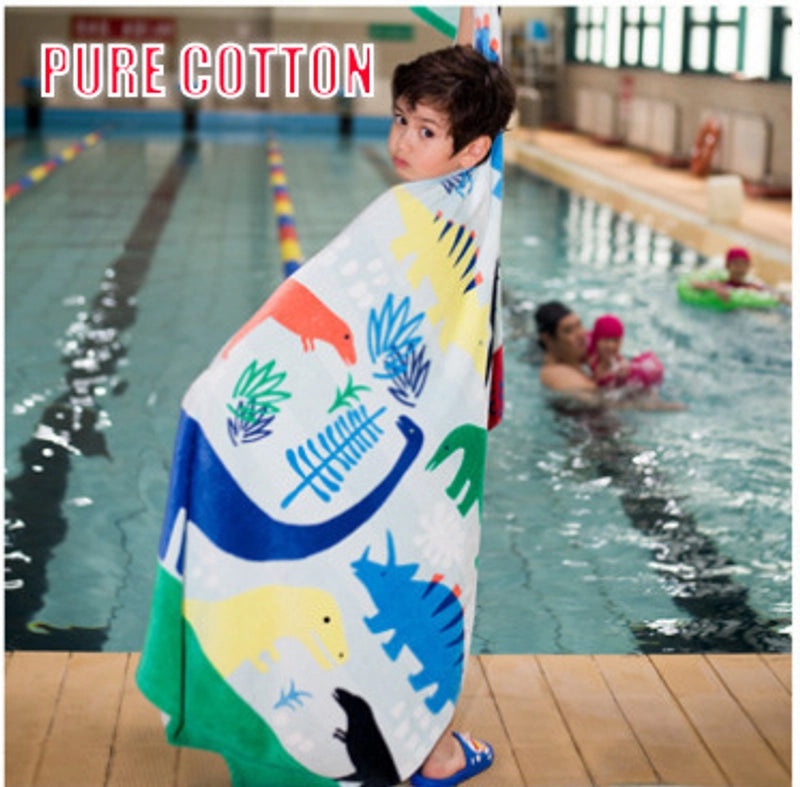 Cartoon Printed Thickened Pure Cotton Large Bath Towel for Adults and Kids | Bath Towels & Beach Towels