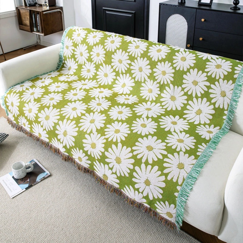 Elegant Floral Cotton Blend Blanket for Sofa and Couch Decor | Home Textiles & Blankets