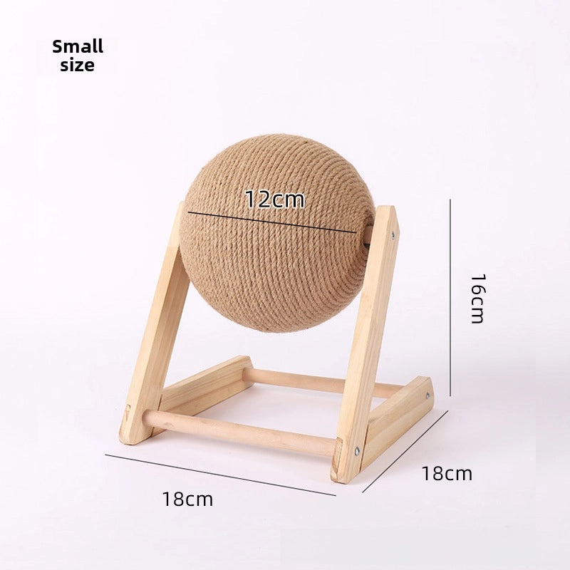 Durable Wooden Cat Scratching Post with Hand-Wound Rope Ball and Climbing Frame for Pets|Cat Toys & Accessories