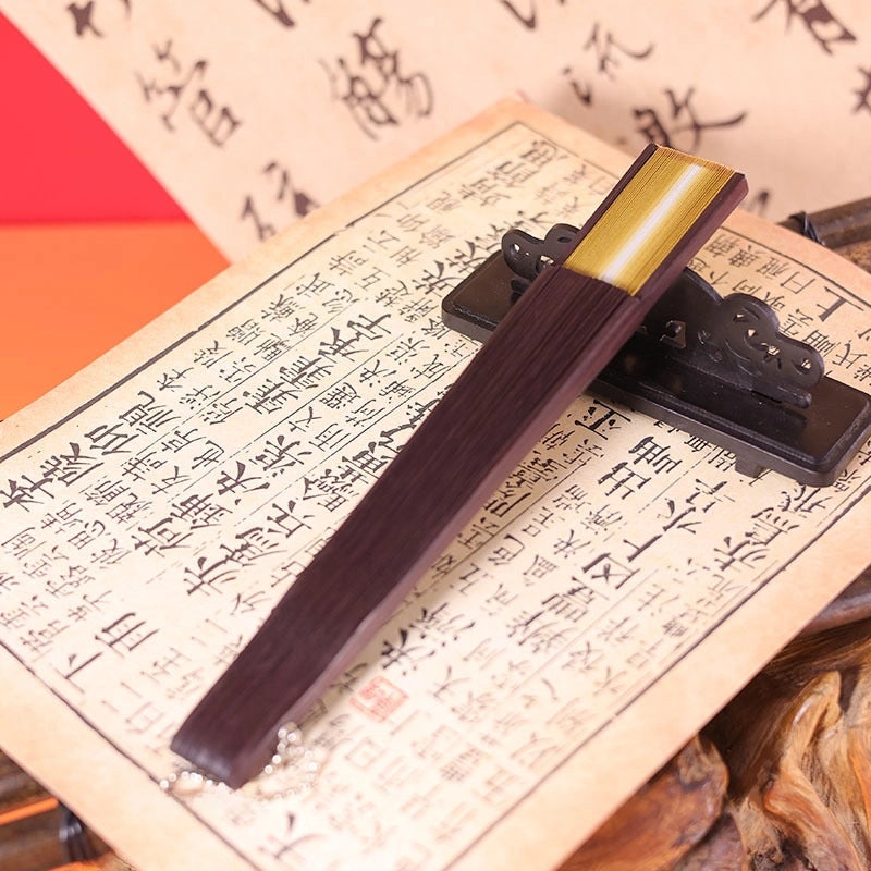 Ancient Style Summer Folding Fan Gradient Yellow Bamboo Silk Cloth Chinese Fan for Men and Women|Accessories & Jewelry